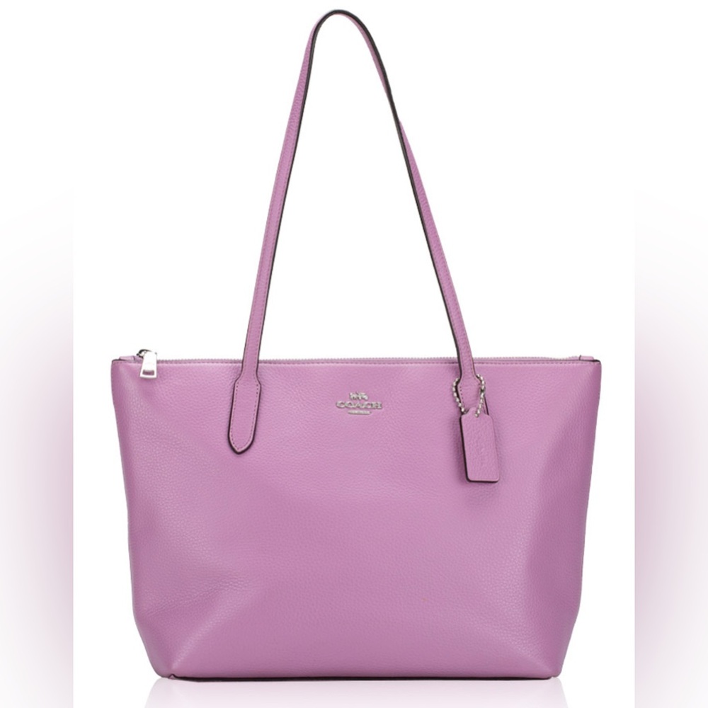COACH NWT Pebbled Leather Zip Tote - Violet Orchid - Picture 2 of 9